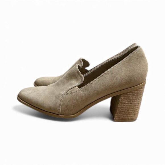 Joie Suede Block Heel Loafer Pumps Tan Beige Women’s Size 8 – 3” Heel - Picture 1 of 5